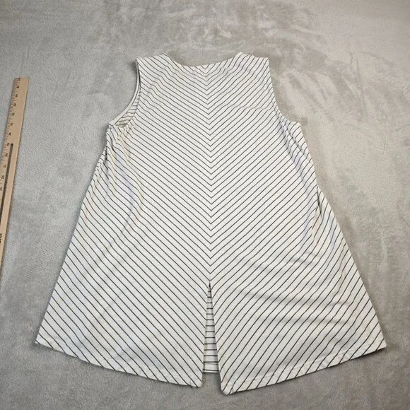 J. Jill Top Womens XS Olive Green White Striped Sleeveless Split Back Summer - Picture 7 of 9